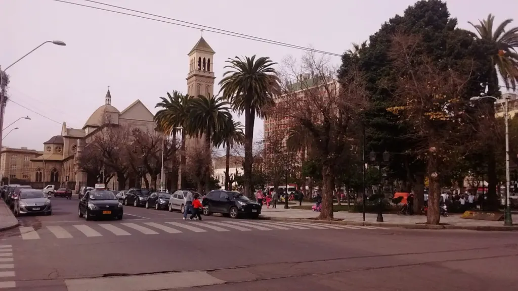 Casas victorianas del Cerro Alegre con jardín de flores en primer plano, Valparaíso
